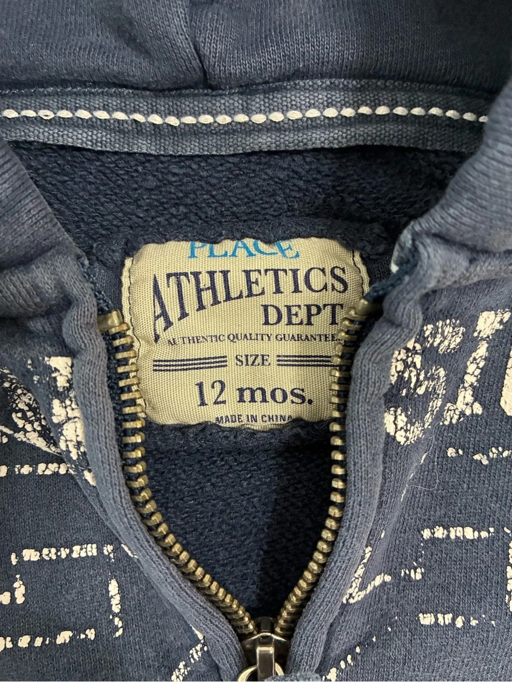 Athletics Dept. Navy Hooded Zip-Up Sweatshirt for Kids - 12 Months